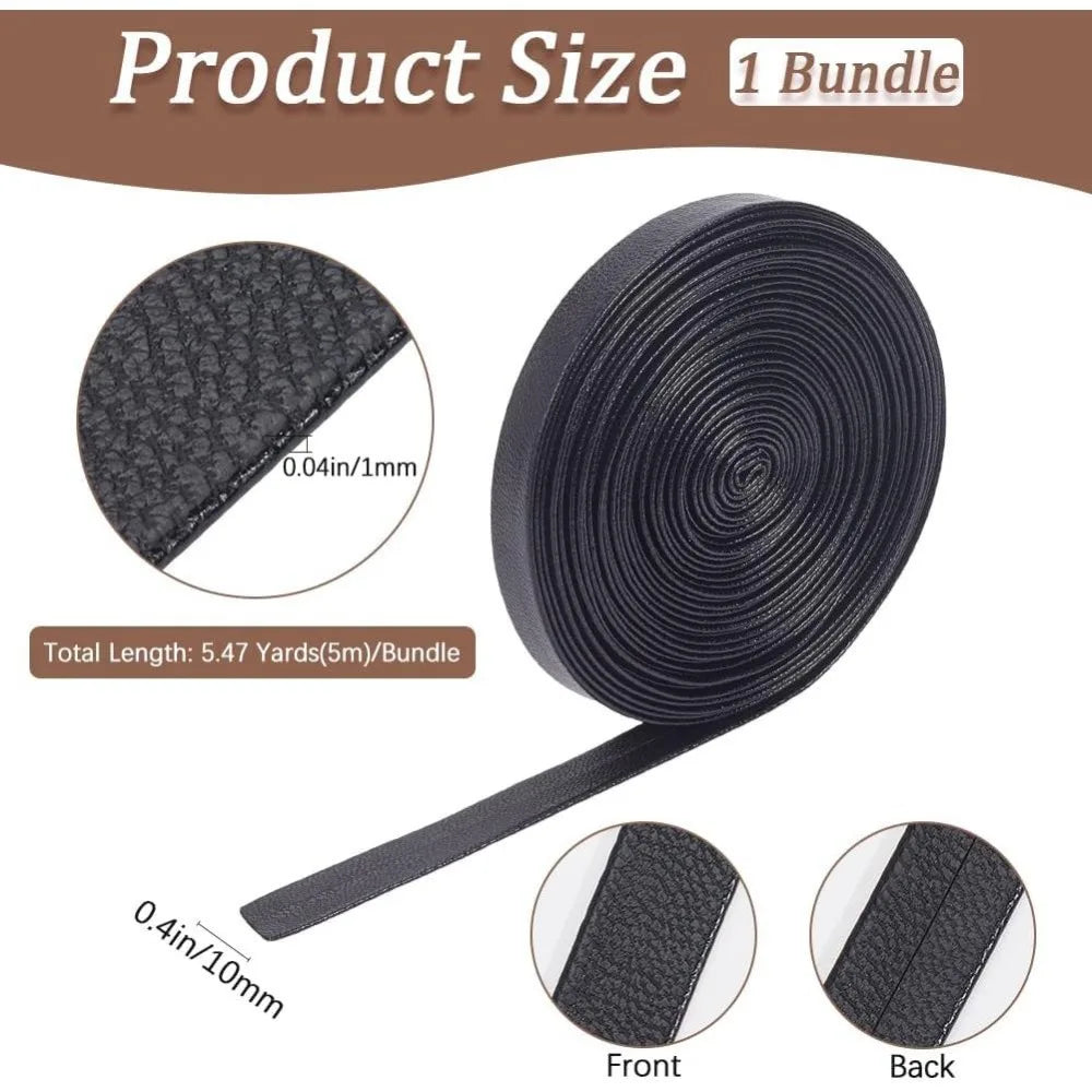5m Foldover Leather Strips 10mm – Double-Sided PU Lacing