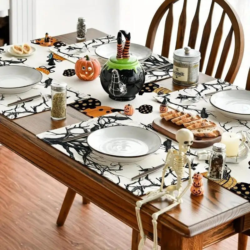 Halloween Crow Placemats – Spooky Canvas Table Décor