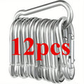 12-Pack Stainless Steel Carabiner Set | 6x60mm, 180kg Capacity