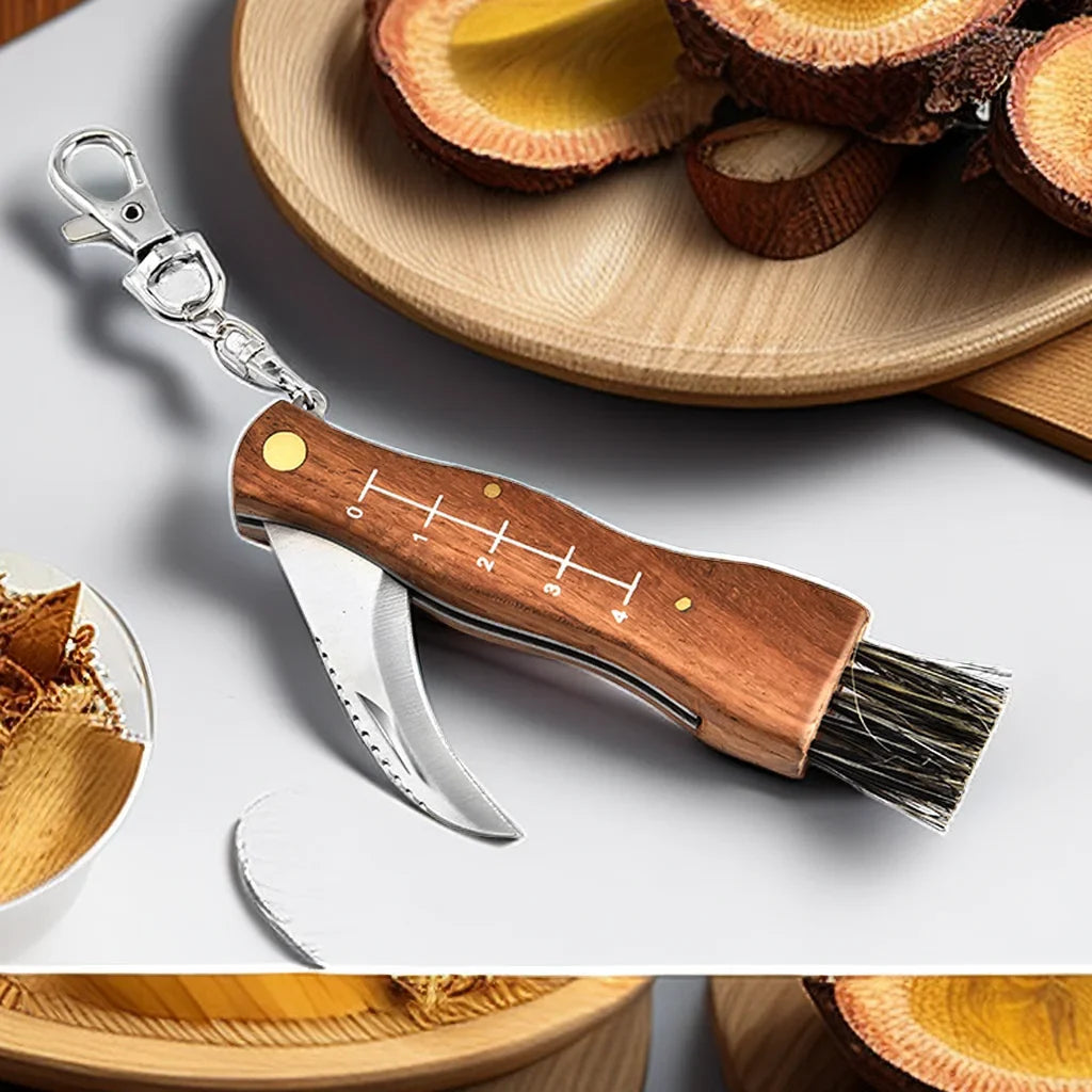 Mini Folding Mushroom Knife – Stainless Steel & Rosewood Handle