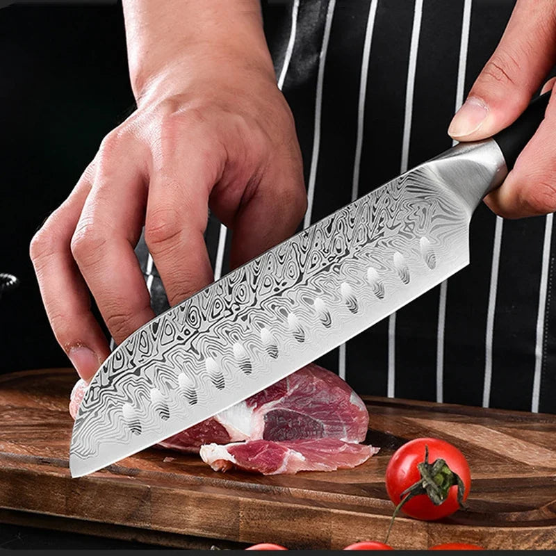Damascus Steel Santoku Knife – Japanese Kitchen Cleaver