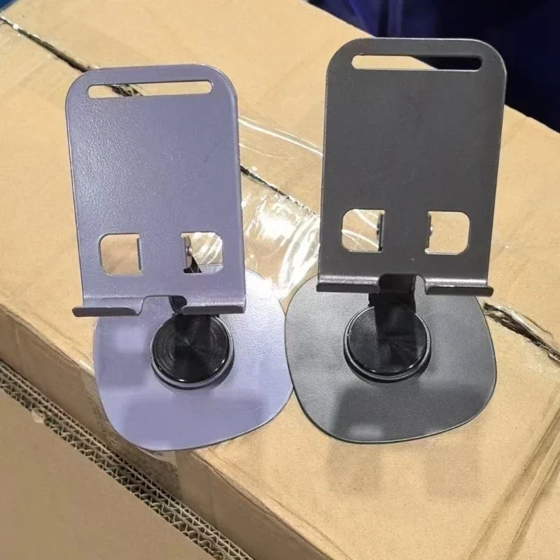 Carbon Steel Phone Stand – 360° Rotating Foldable Desk Mount