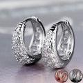 Huitan CZ Paved Geometric Hoop Earrings – Women's Fashion