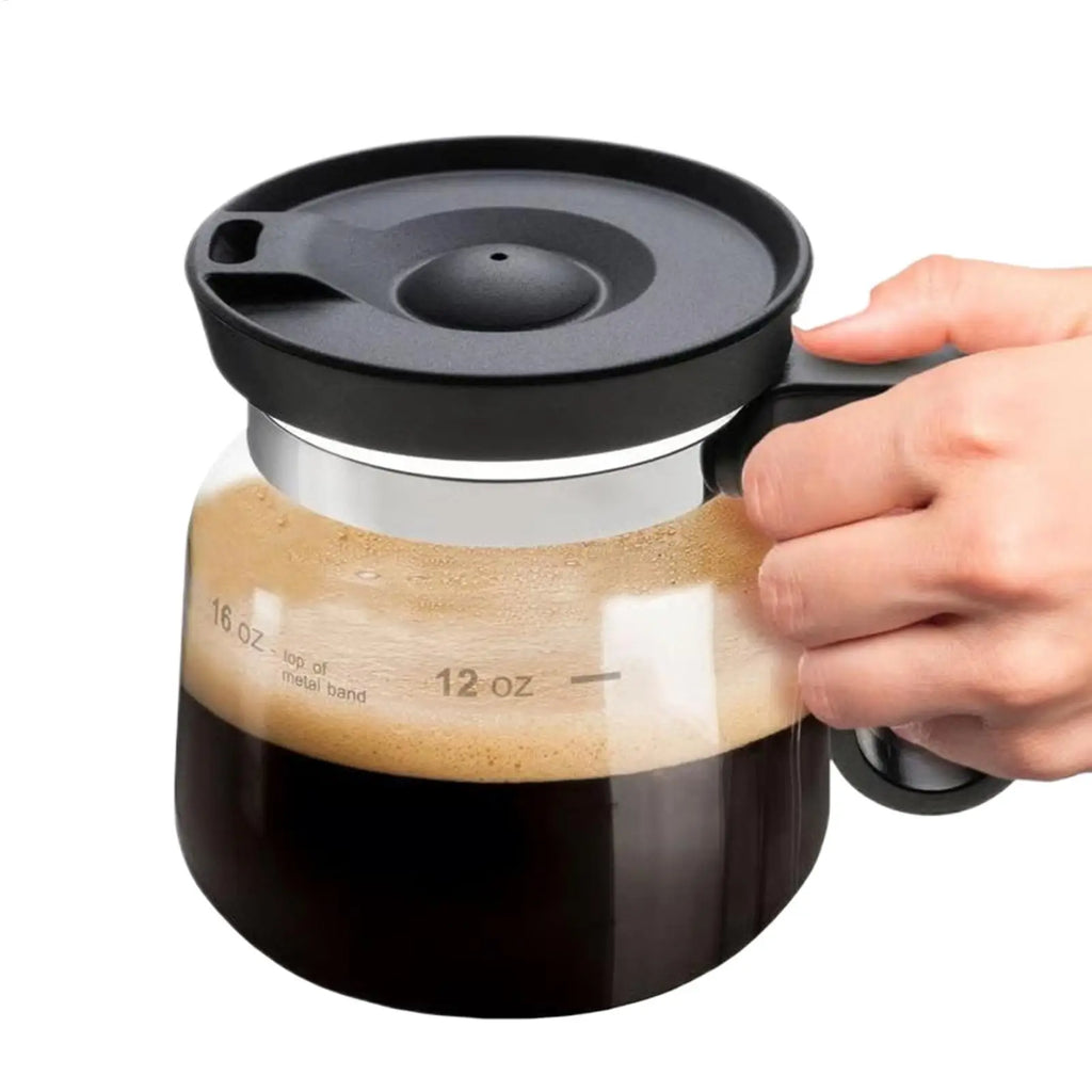 Clear Coffee Mug Glass Tea Cup Pot Drinking Cups Lid Cold Beverage