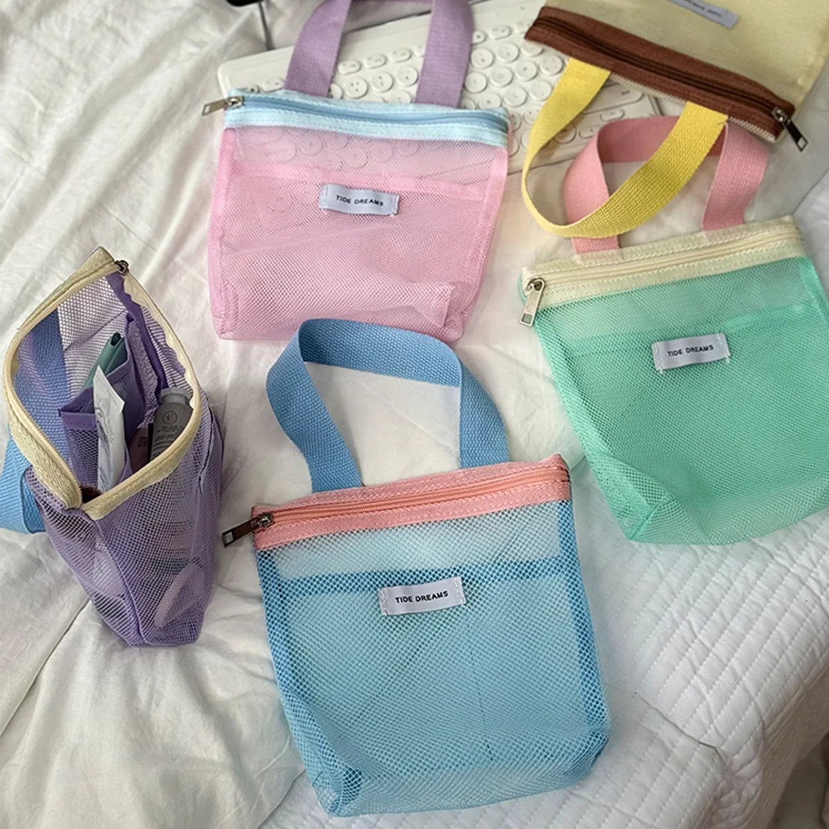 Mesh Makeup Toiletry Storage Bags Handbags Portable Travel Washing