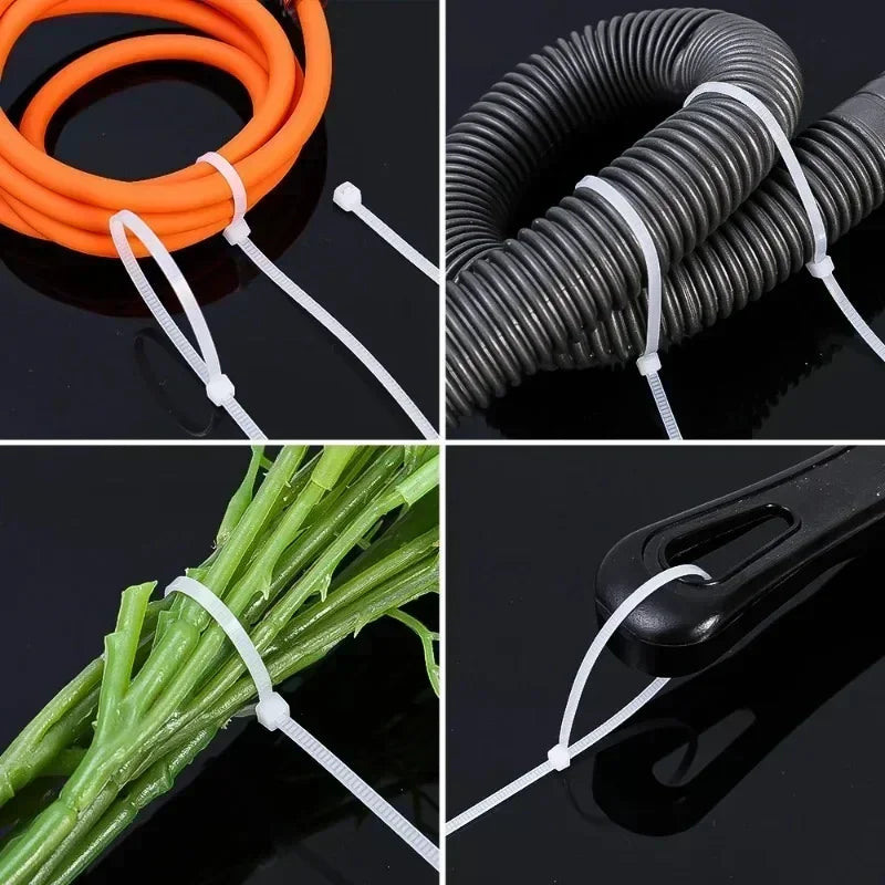 Reusable Nylon Cable Ties Self-Locking Zip Ties 100–500 Pcs