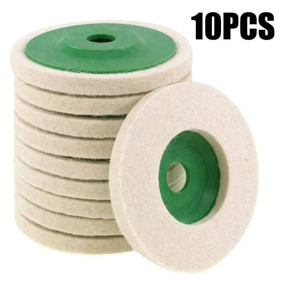 4" Wool Polishing Buffing Pads for Angle Grinder – 3 or 10 Pack