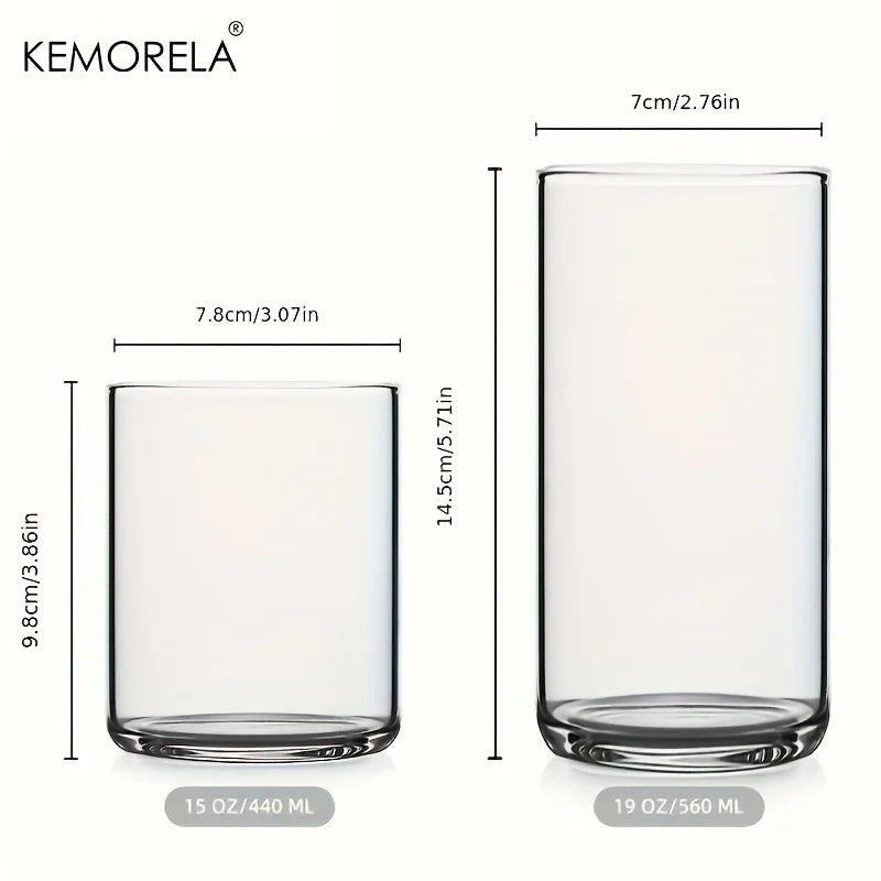 KEMORELA Borosilicate Drinking Glasses Set – BPA Free, 4 or 6 Pc