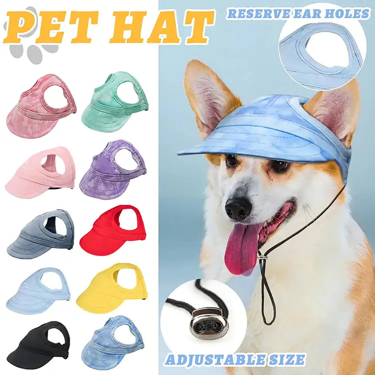Dog Baseball Cap – Adjustable Sun Visor Hat for Small Dogs