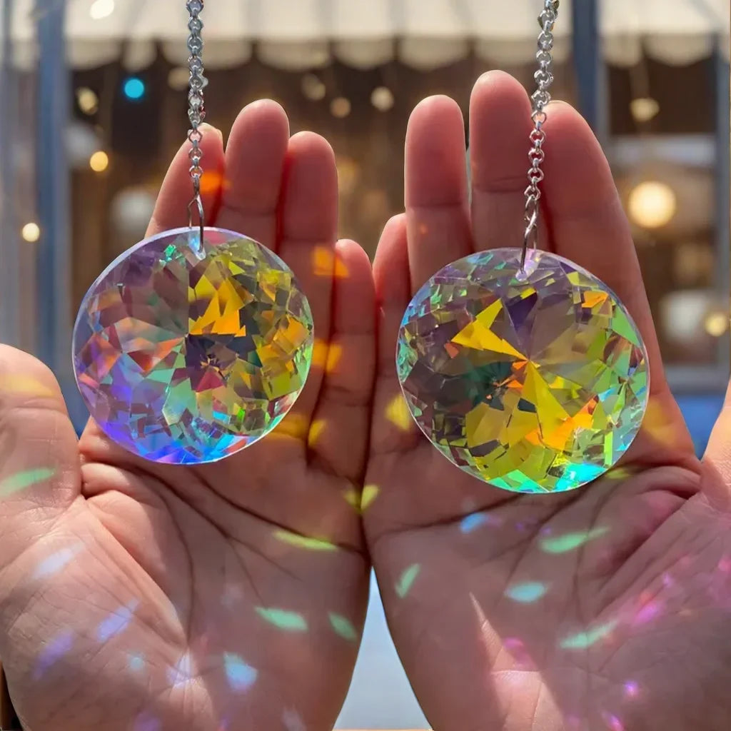 Round Crystal Glass Sun Catchers Rainbow Maker – Set of 2