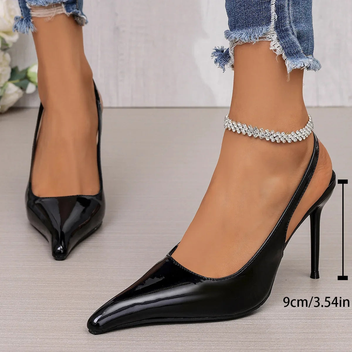 YBQJOO Pleated Hollow Buckle Strap Women High Heel Sandals