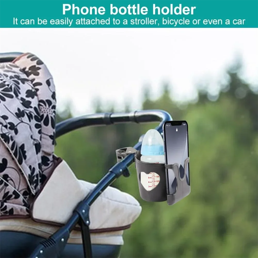 Baby Stroller Cup Stand 2-in-1 Bottle Phone Wheelchair Accessories