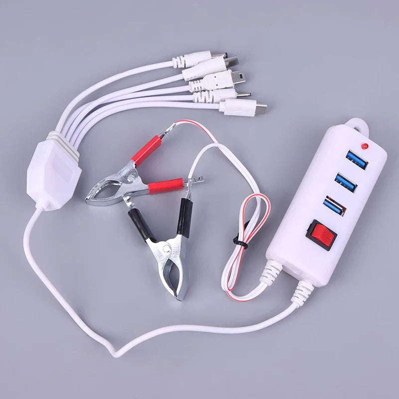 3-Port USB Clip Charger with Switch | Universal Battery Charger