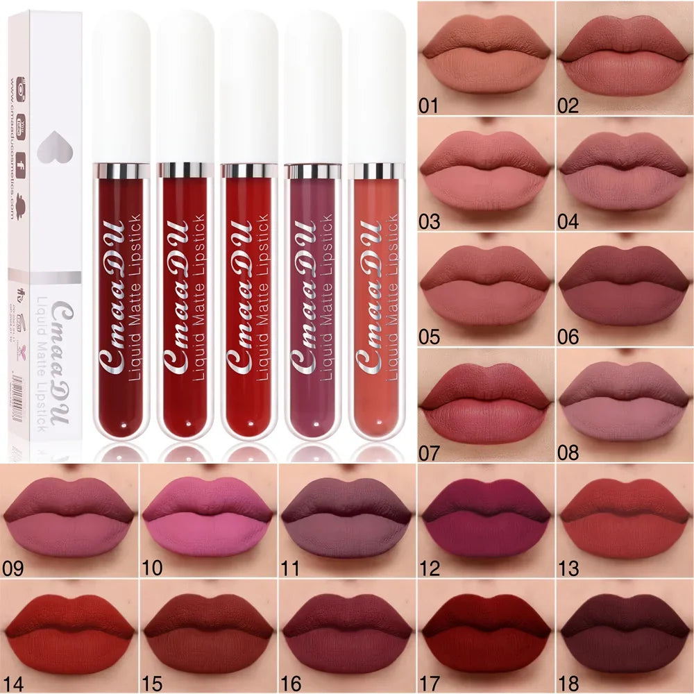 18-Color Matte Waterproof Long-Lasting Lip Gloss Set