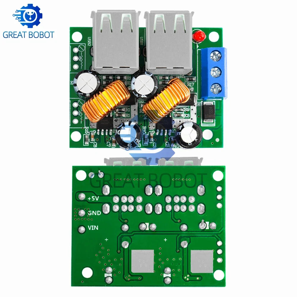 4-Port USB Step-Down Converter Board DC 12V/24V/40V to 5V 5A