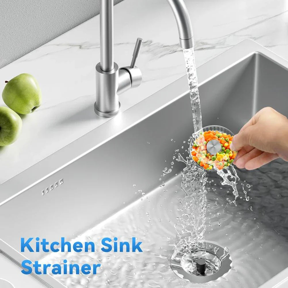 3-in-1 Kitchen Sink Drain Strainer & Pop-Up Stopper | Stainless