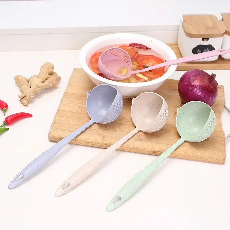 2-in-1 Long Handle Strainer Soup Spoon | Wheat Straw Kitchen