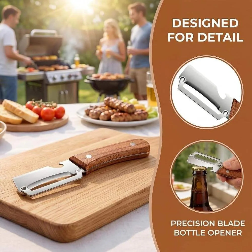 Stainless Steel Fruit Peeler with Redwood Handle | 1–10 Pcs