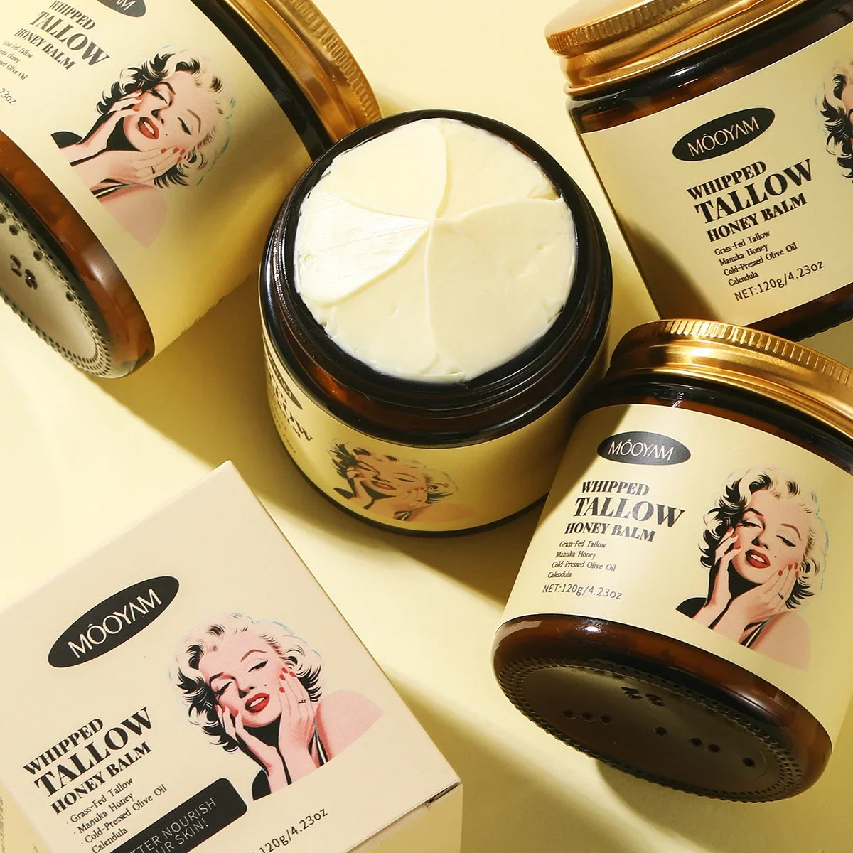 Whipped Beef Tallow Honey Balm Face Moisturizer Body Skin Care Grass