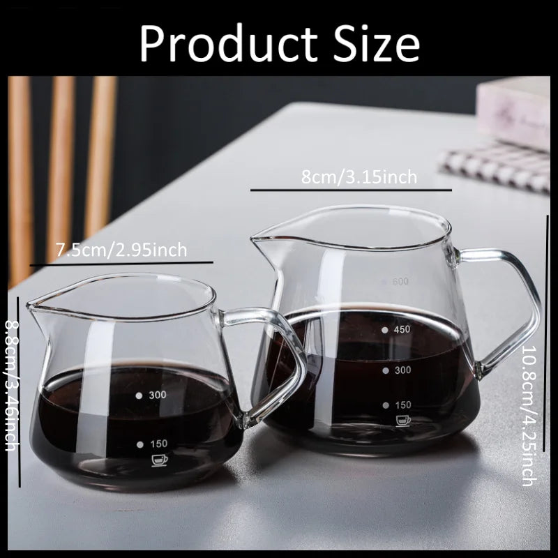 Pour Over Coffee Maker Borosilicate Glass Server Cleaning Brush