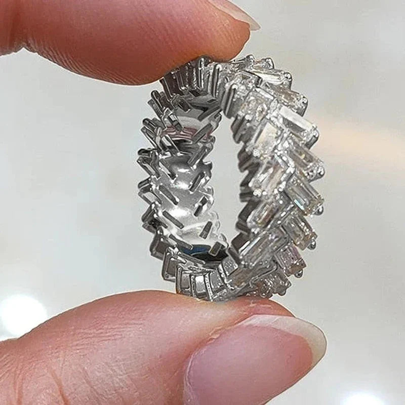 Huitan Baguette CZ Ring – Women's Luxury Wedding Band