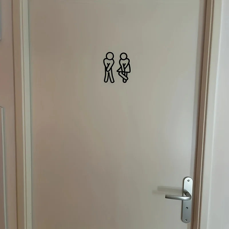 Funny Bathroom Signs Men Women Creative 2D Flat Restroom Door Decor