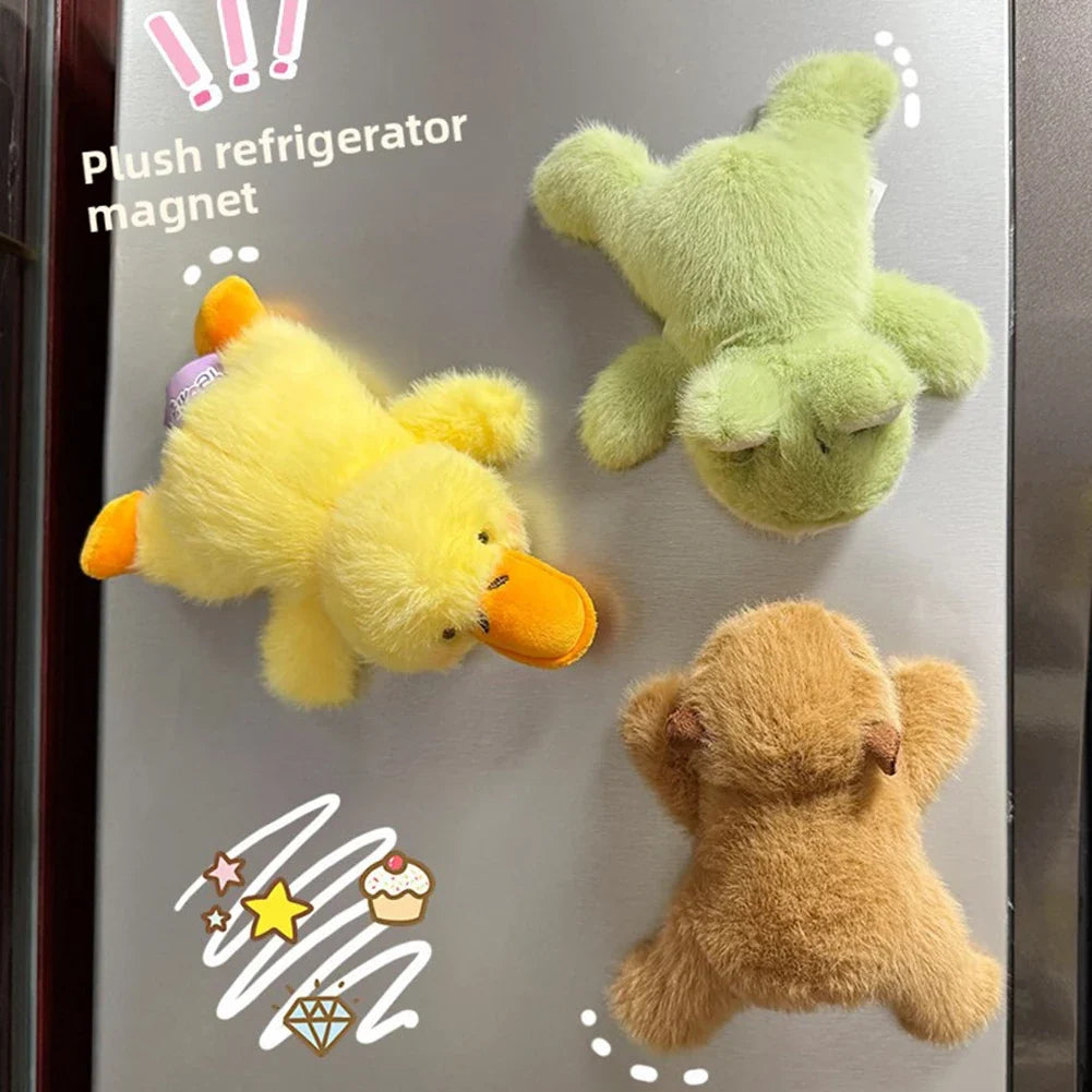 Plush Animal Fridge Magnets – Cute Cartoon Magnetic Decor