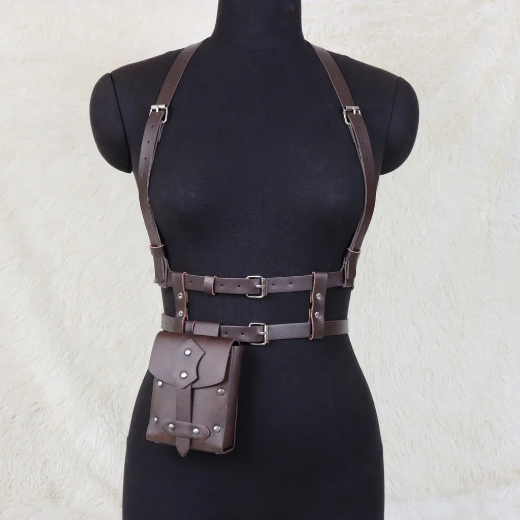 UYEE Punk Y2K Fashion Pu Leather Waist Belt Women Harness Bag