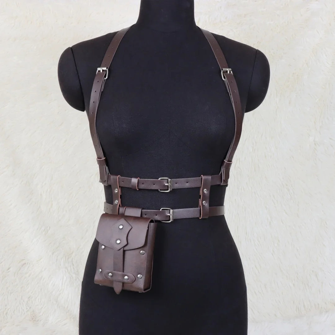 UYEE Punk Y2K Fashion Pu Leather Waist Belt Women Harness Bag