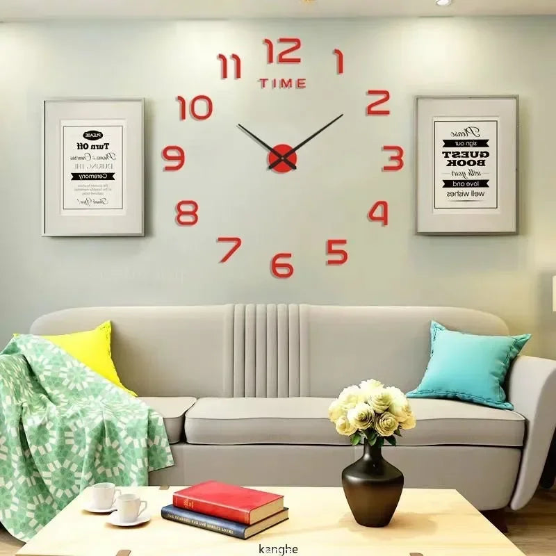 Modern DIY Large Wall Clock – Frameless Acrylic Quartz 40cm