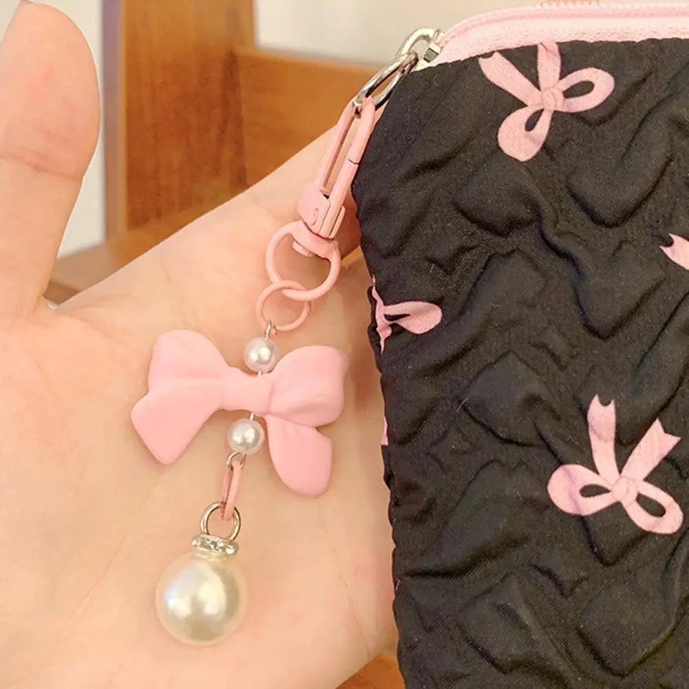 Kawaii Korean Bow Mini Cosmetic Bag – Zipper Coin Purse Pouch