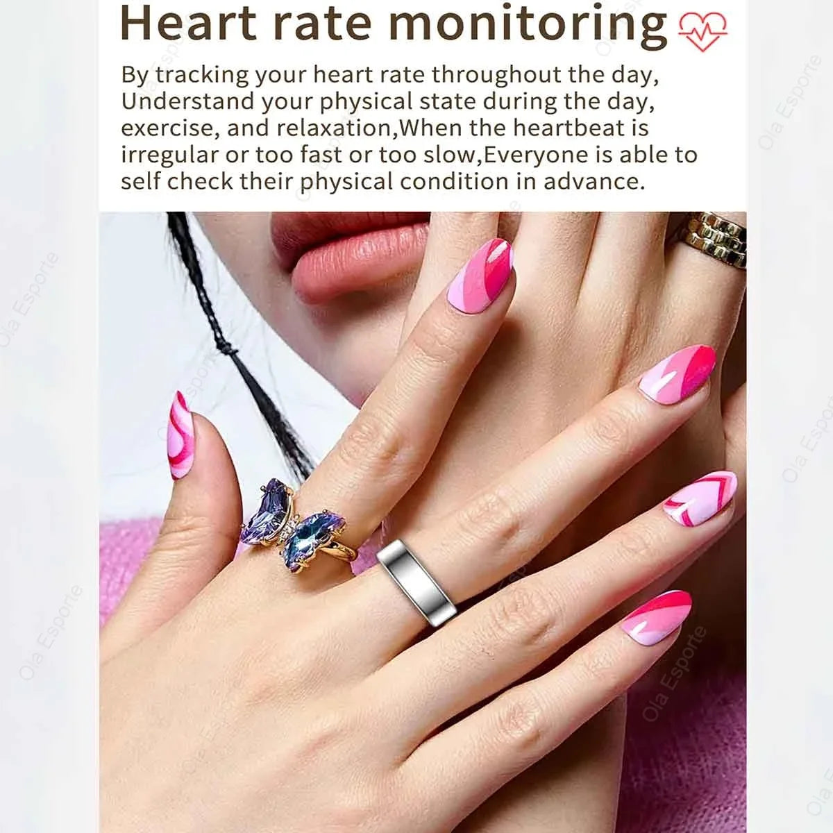 R09 Smart Ring Men Women Charging Case Heart Rate Blood Oxygen Skin