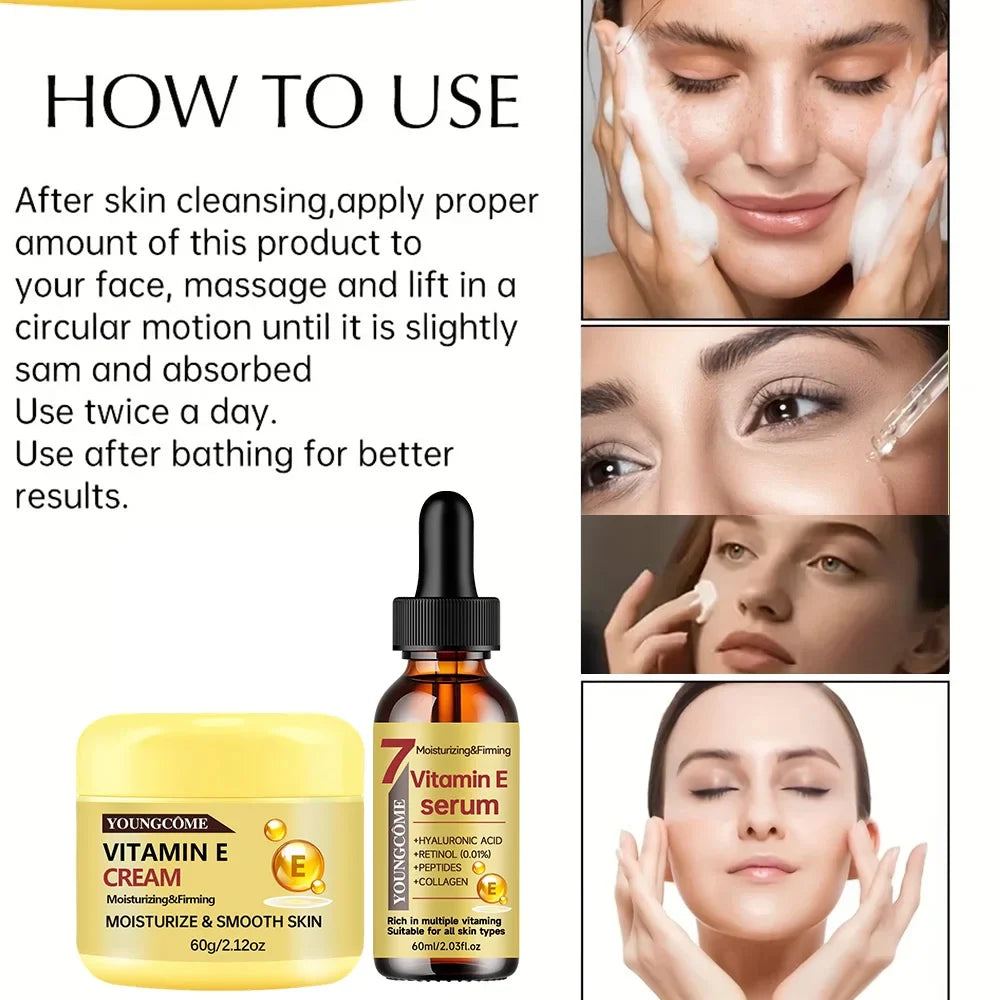 YOUNGCOME Vitamin E Cream & Serum Set – Hydrating Face Care