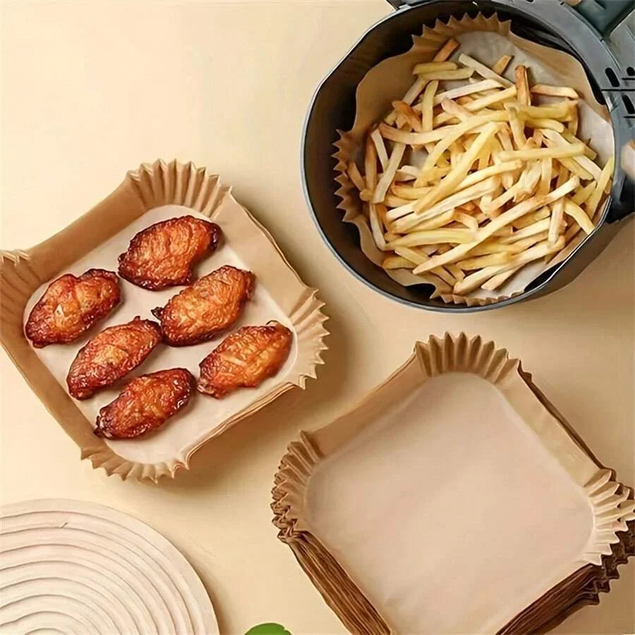 Square Disposable Air Fryer Liners Kitchen Food Tray Oil Paper Party