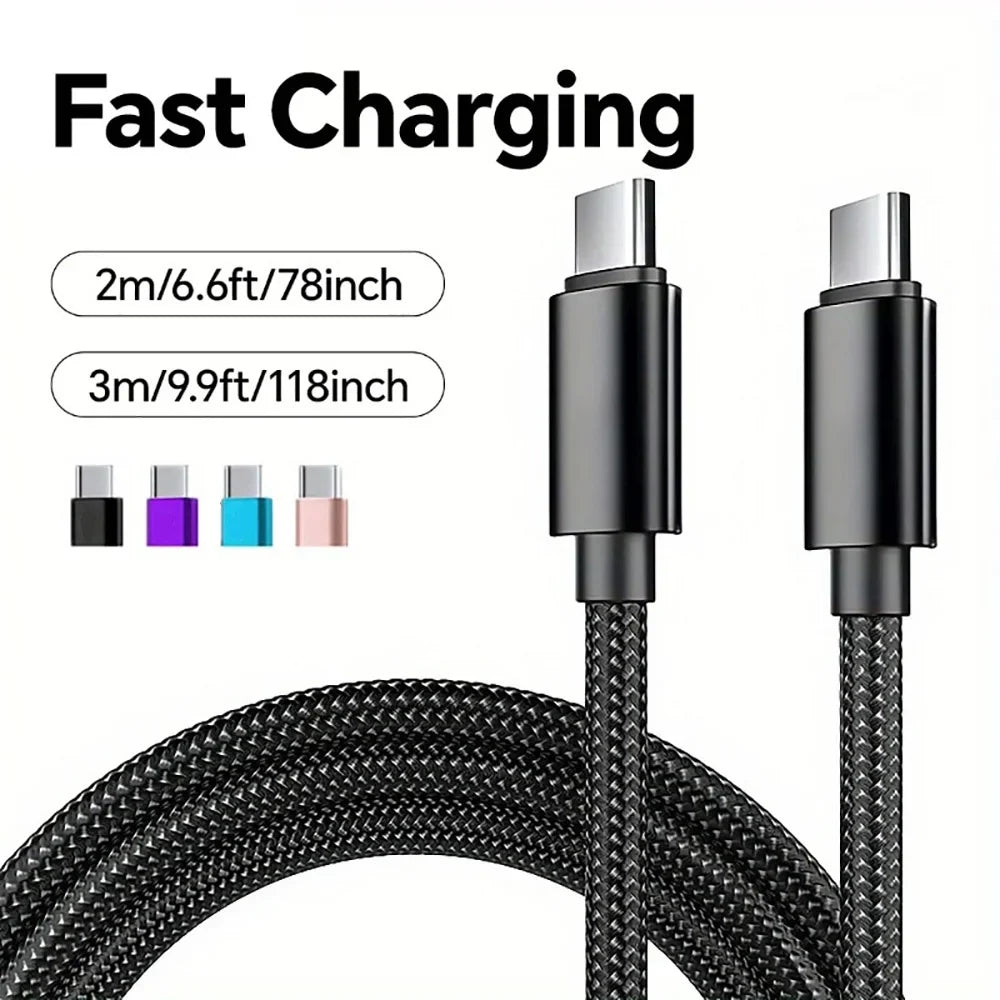 66W 5A USB-C Fast Charging Cable – Nylon Braided 1m 2m 3m