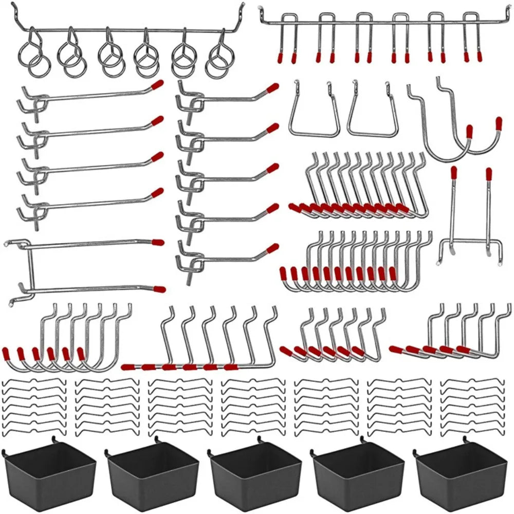 114-Pc Pegboard Hooks Set – Metal Hooks, Bins & Peg Locks