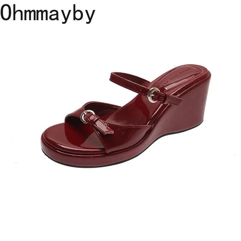 Women's Platform Wedge Slides – Open Toe Summer Sandals