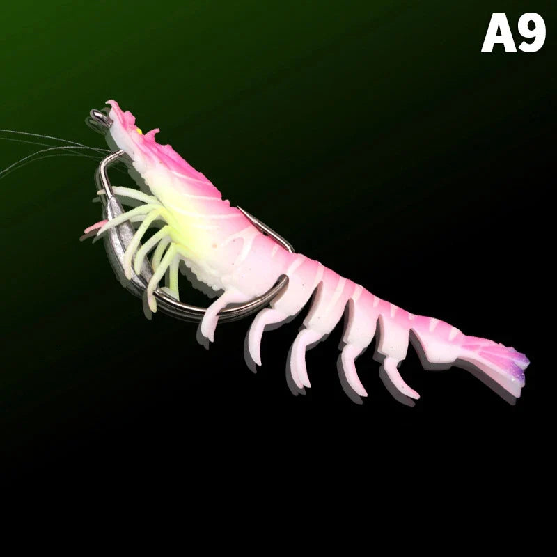 95mm TPE Squid Jig Slow Sinking Wood Shrimp Fishing Lure