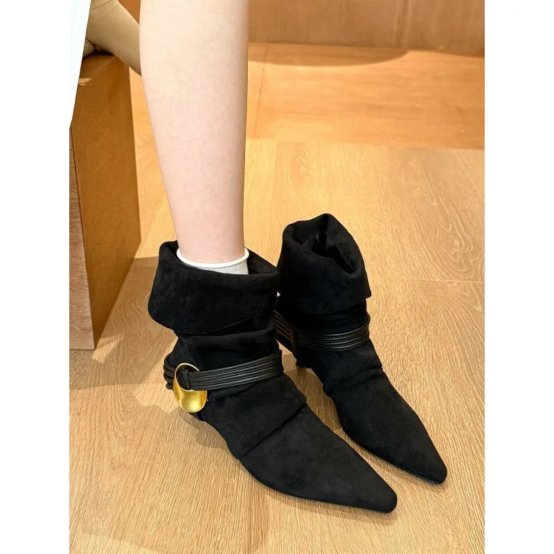 Women's Chelsea Ankle Boots Pointed Toe Kitten Heel | YBQJOO