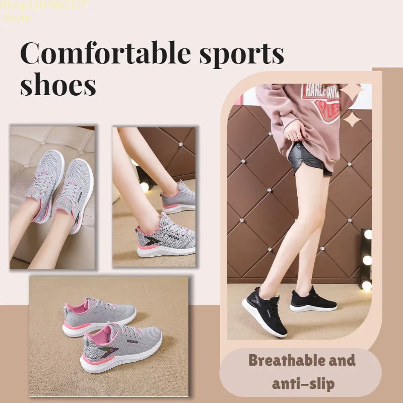 Women's Breathable Lace-Up Sneakers | Non-Slip Rubber Sole