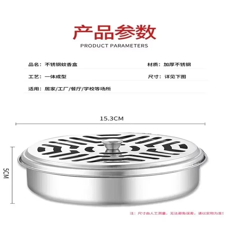 1 Stainless Steel Mosquito Coils Holder Round Tray Cover Easy Clean