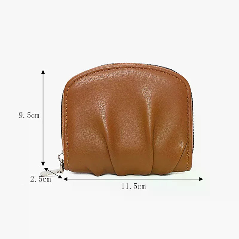Mini Ruched Coin Purse – Compact PU Zipper Wallet