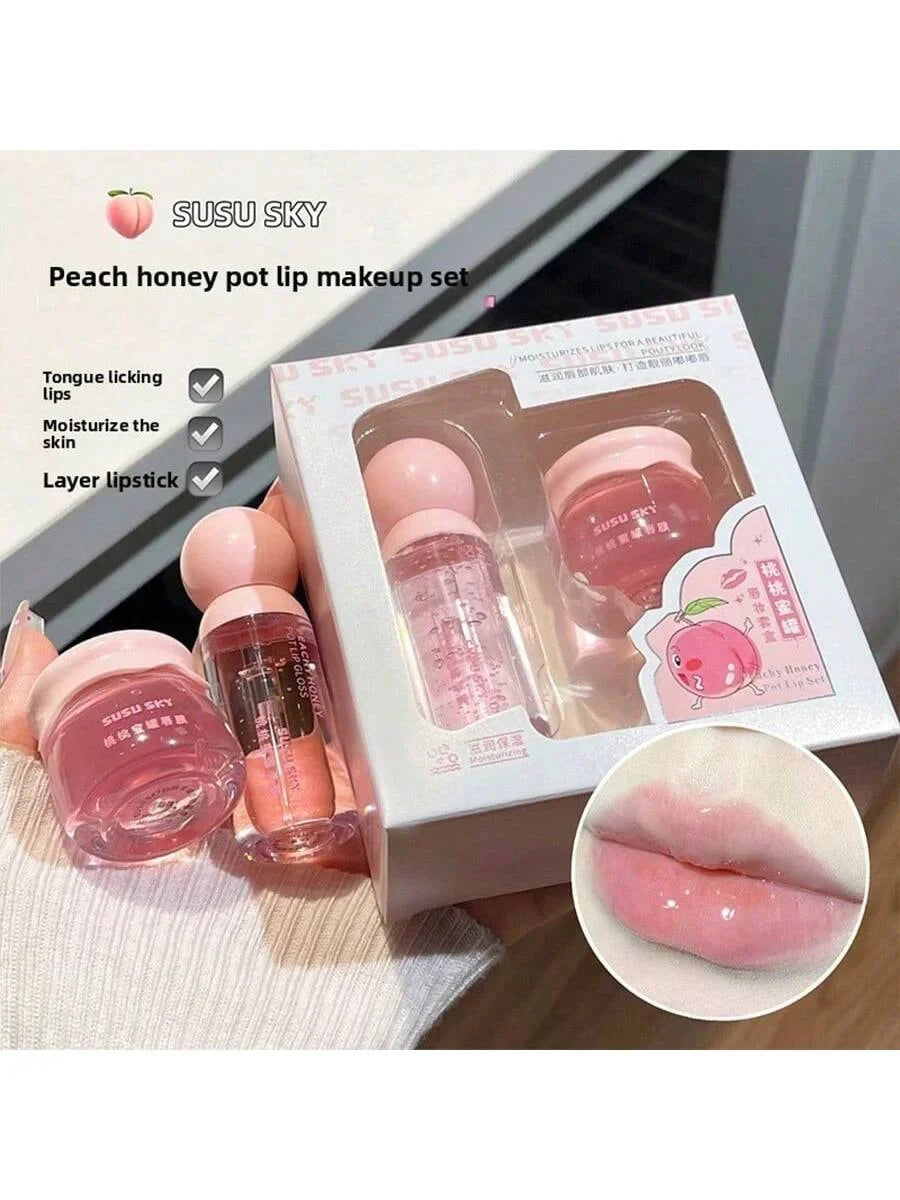 Peach Honey Lip Mask & Lip Honey Set – 24Hr Moisturizing