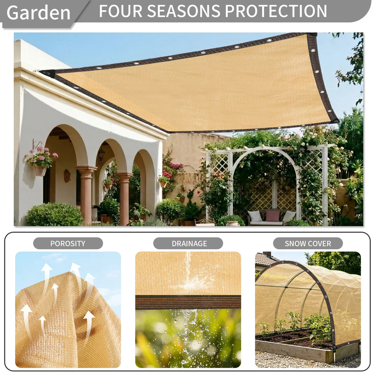 UV Sun Shade Net with Grommets | Garden & Outdoor Canopy