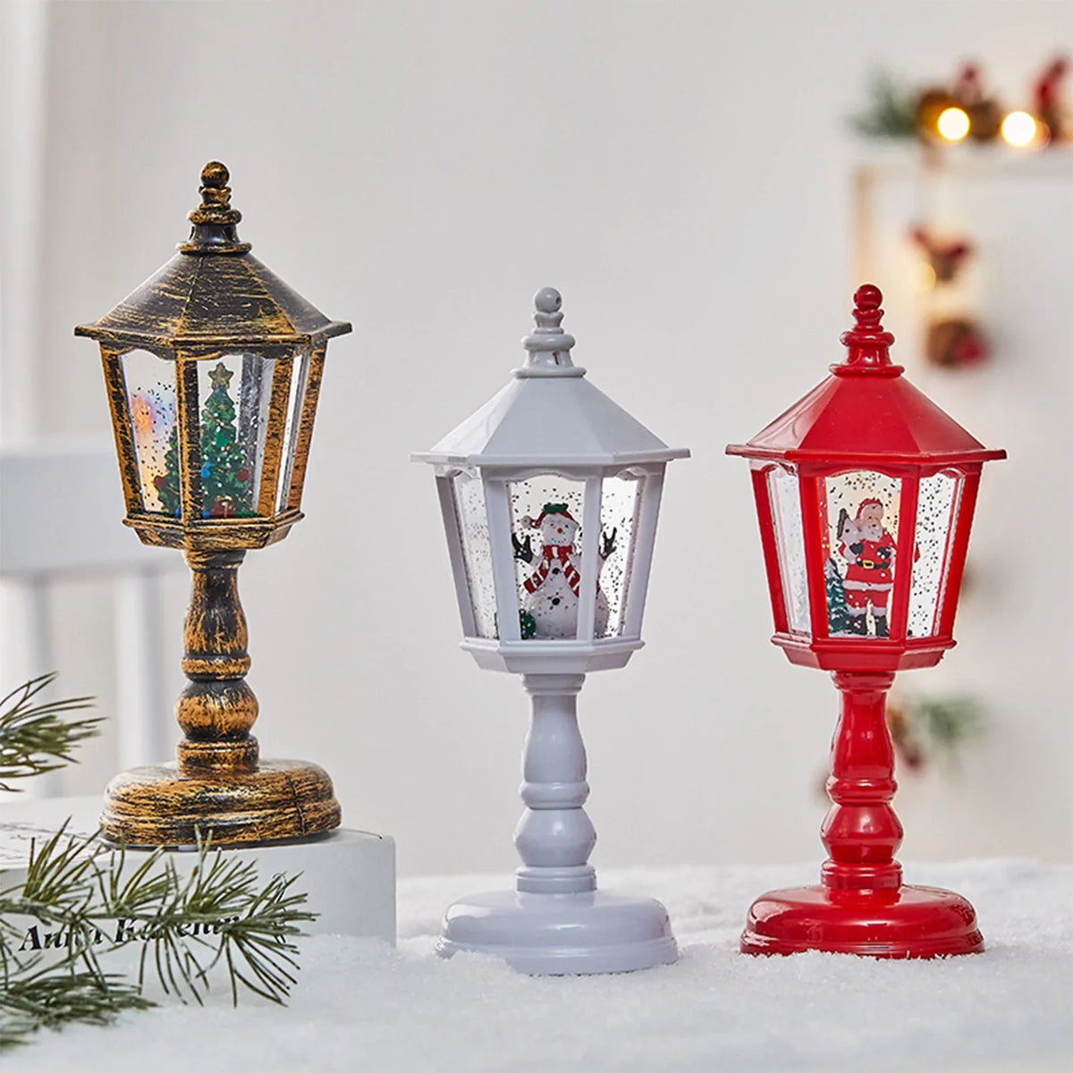 Christmas Snow Globe Lamp with Music & LED Light – Santa Scene