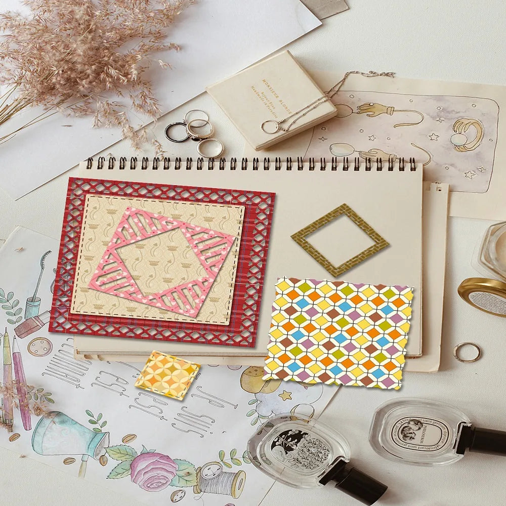 Geometric Carbon Steel Cutting Die – Scrapbooking Embossing Stencil