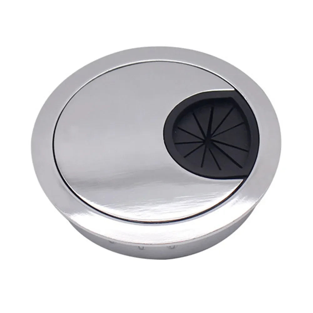 Chrome Zinc Alloy Desk Cable Hole Cover | Detachable Design