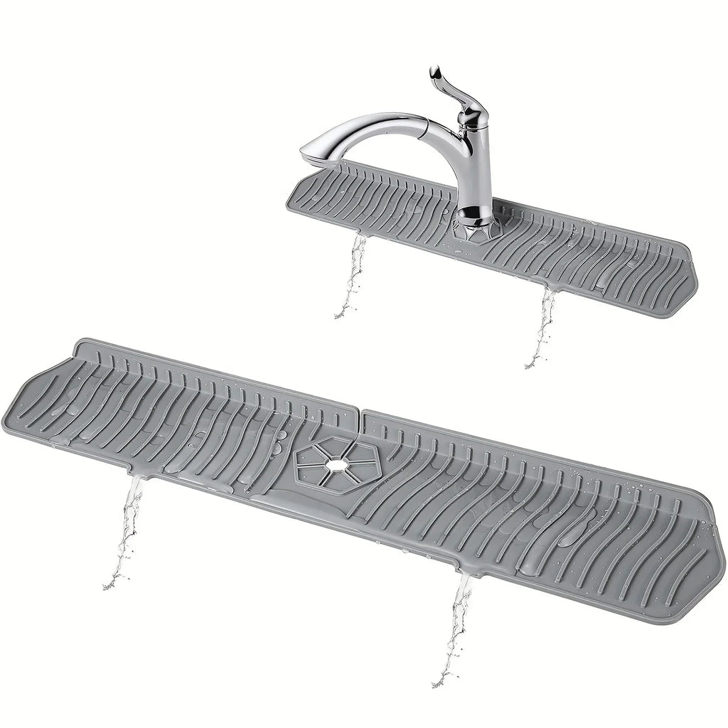 Foldable Silicone Faucet Splash Guard & Sink Drain Pad