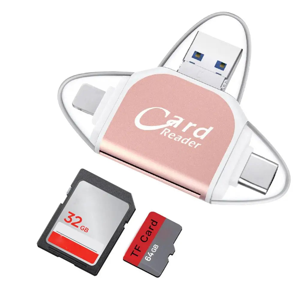 4-in-1 USB-C Card Reader Hub – SD & TF Multiport Adapter