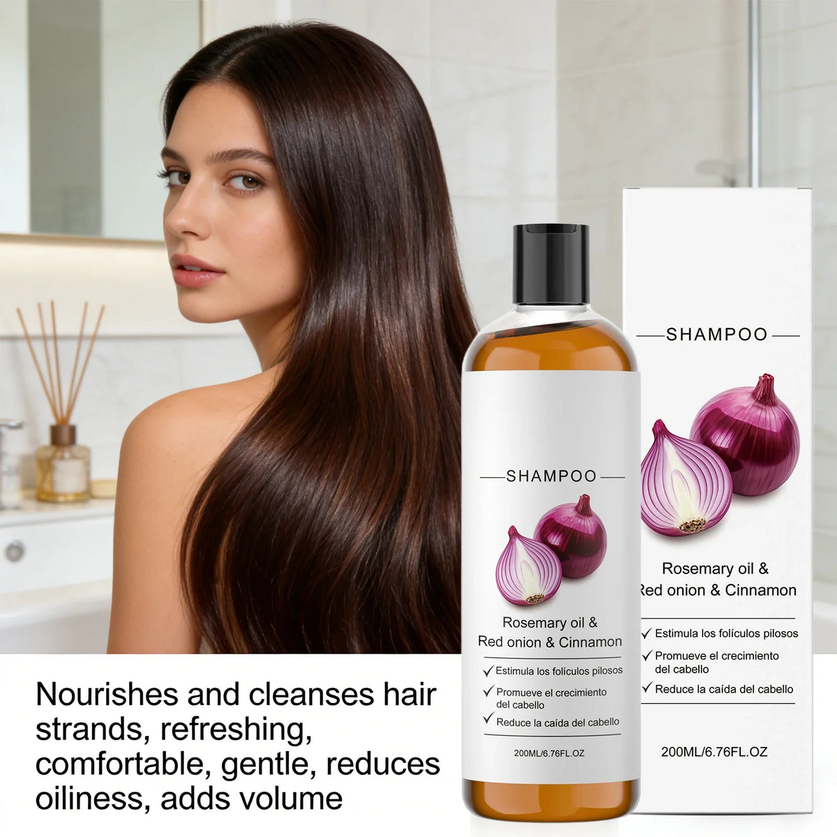 Rosemary Oil Red Onion Shampoo Anti Hair Loss Care Gentle Cleansing